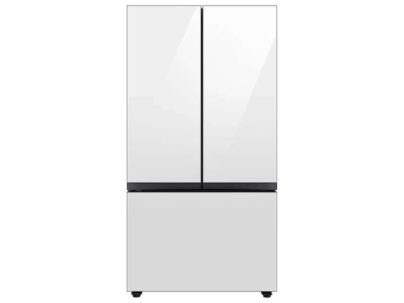 30 cu. ft. Smart BESPOKE 3-Door French-Door Refrigerator with Customizable Panel Colors and AutoFill Water Pitcher in White Glass
