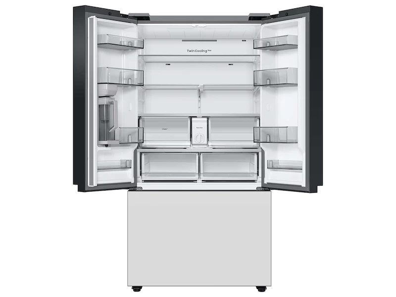 30 cu. ft. Smart BESPOKE 3-Door French-Door Refrigerator with Customizable Panel Colors and AutoFill Water Pitcher in White Glass view 4