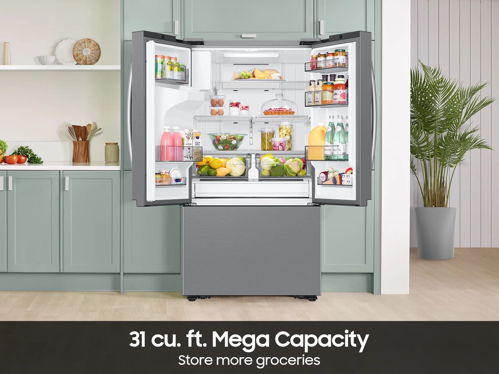 Bespoke AI 3-Door French Door Mega Capacity | External Water & Ice Dispenser 31 cu. ft. – Stainless view 6