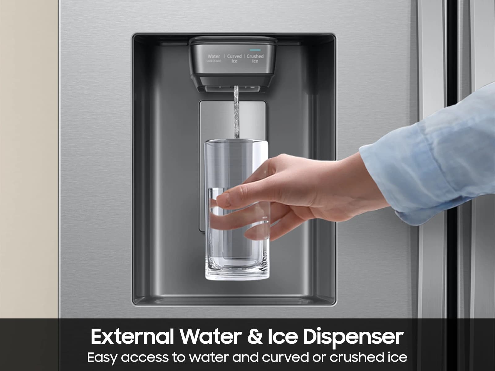 Bespoke AI 3-Door French Door Mega Capacity | External Water & Ice Dispenser 31 cu. ft. – Stainless view 7