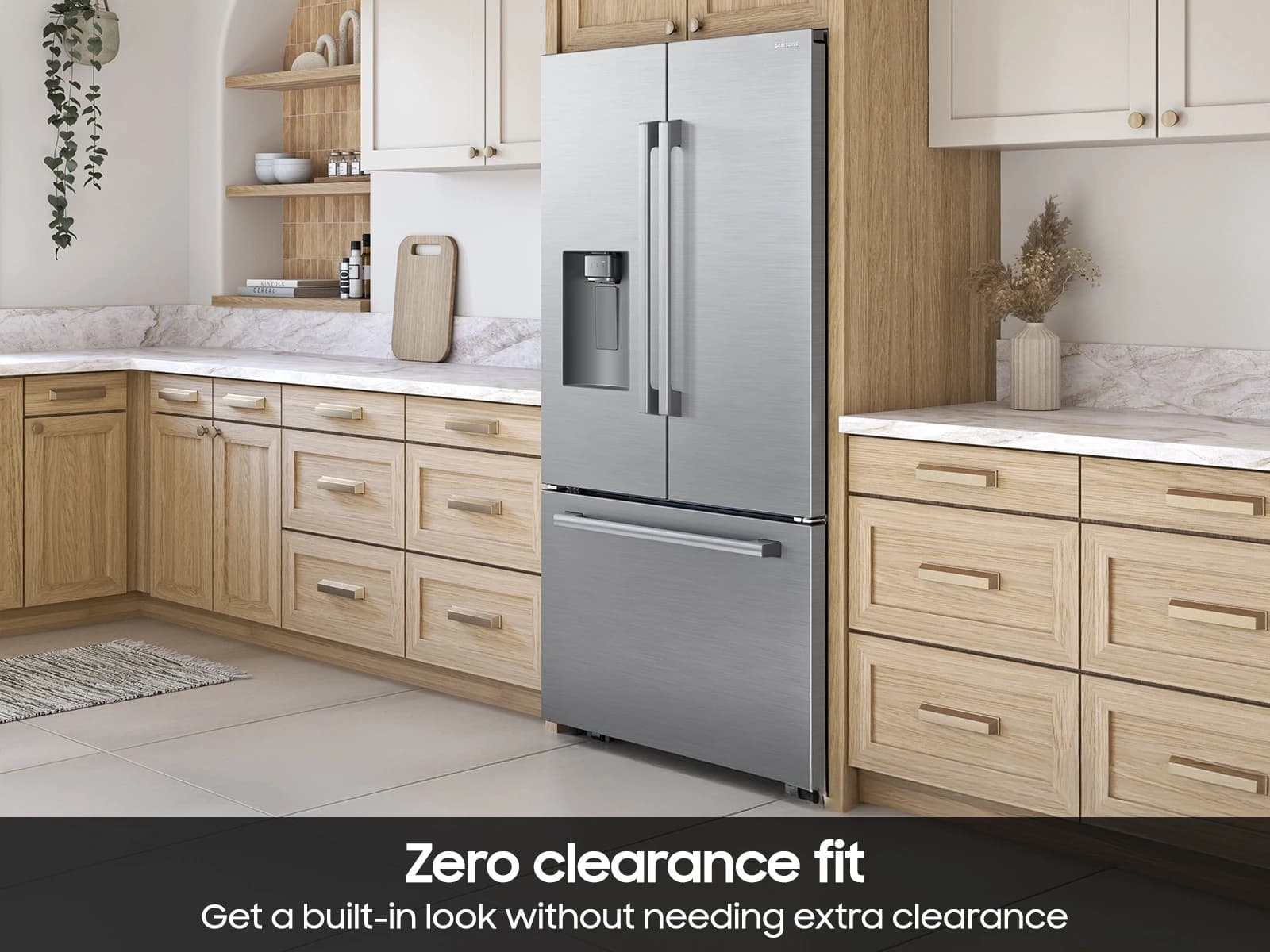 24 cf. Zero Clearance 3-Door French Door, Ext. Water/Ice, Sphere Ice, Counter Depth (Stainless Steel) view 6