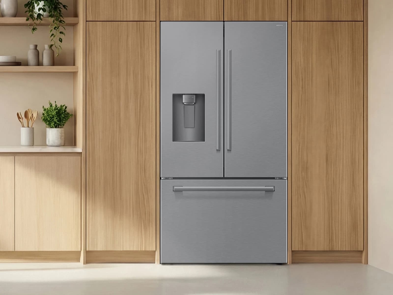 24 cf. Zero Clearance 3-Door French Door, Ext. Water/Ice, Sphere Ice, Counter Depth (Stainless Steel) view 9