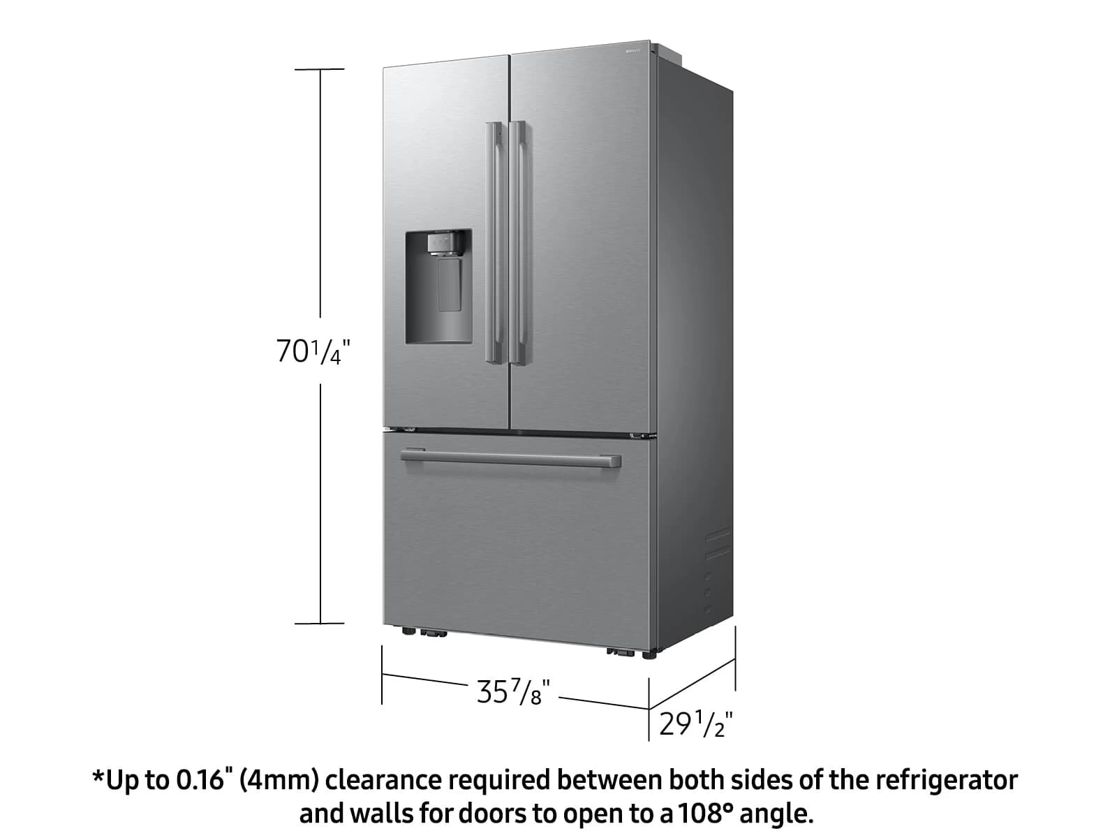 24 cf. Zero Clearance 3-Door French Door, Ext. Water/Ice, Counter Depth (Stainless Steel) view 2
