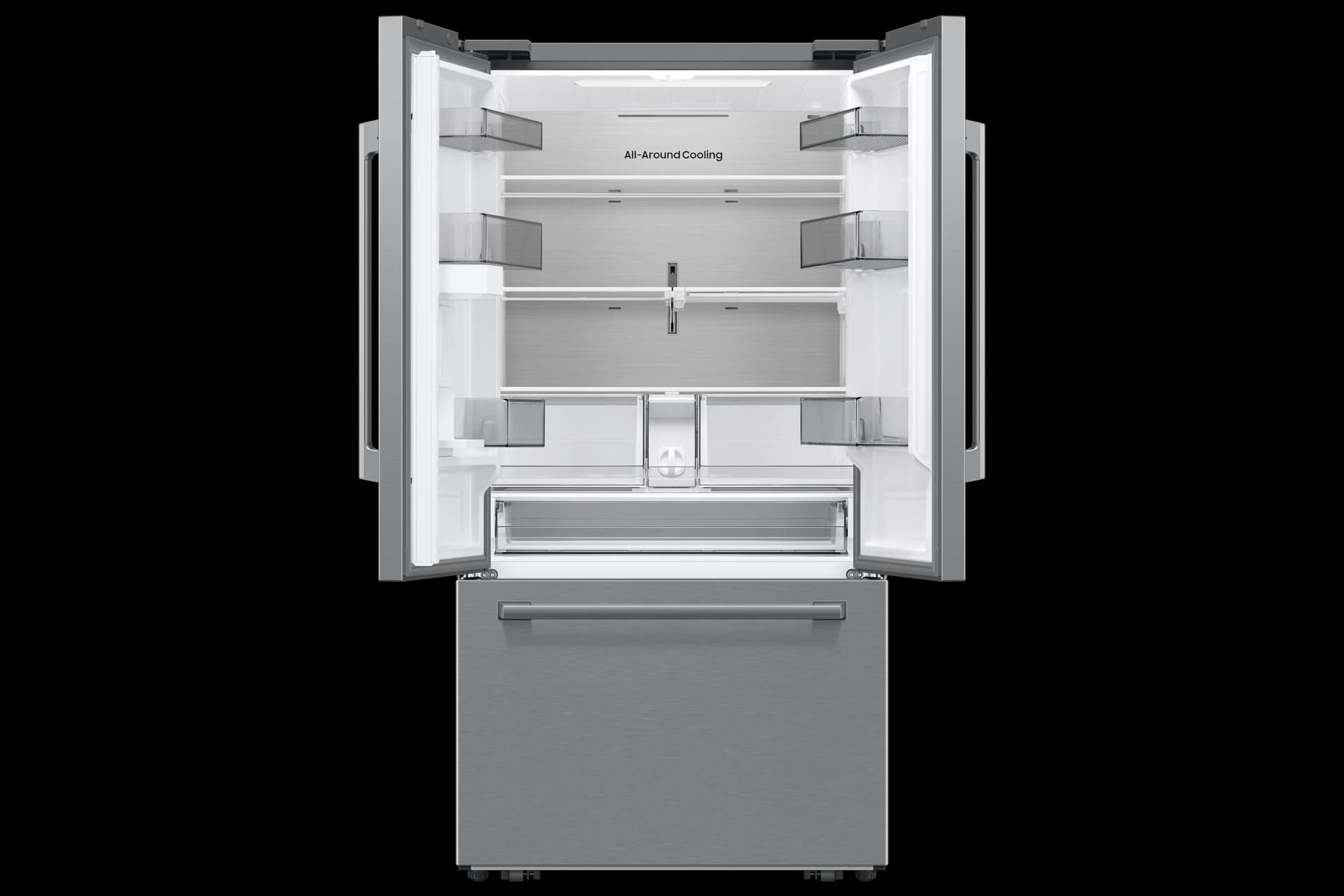 Bespoke AI 3-Door French Door Zero Clearance Fit | In-Door Tall Dispenser 25 cu.ft. – Stainless view 3