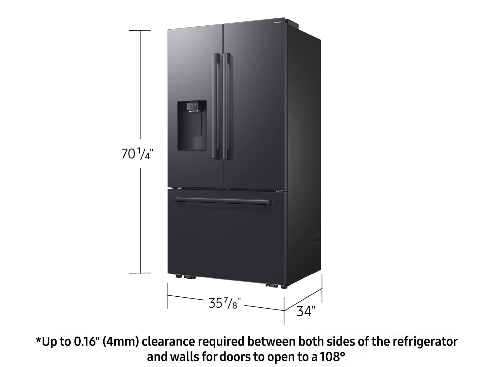 29 cf. Zero Clearance 3-Door French Door, Ext. Water/Ice, Sphere Ice, Full Depth (Matte Black) view 2