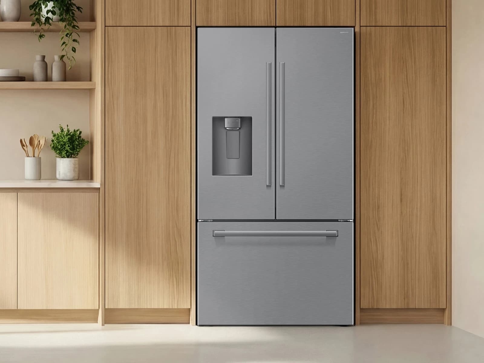 29 cf. Zero Clearance 3-Door French Door, Ext. Water/Ice, Sphere Ice, Full Depth (Stainless Steel) view 9