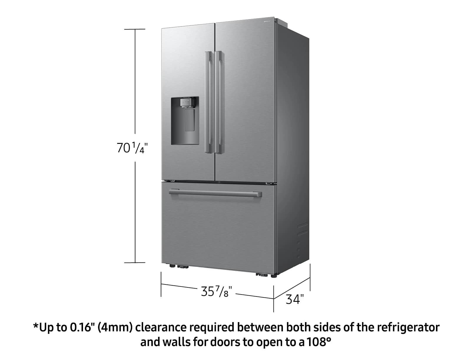 29 cf. Zero Clearance 3-Door French Door, Ext. Water/Ice, Full Depth (Stainless Steel) view 2