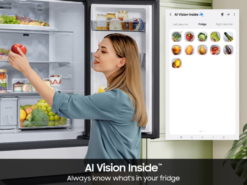4DR Bespoke AI Family Hub™+ Full Depth White Glass view 8