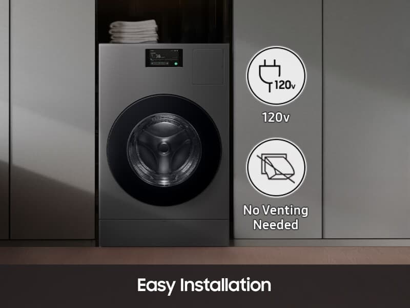 Bespoke AI All-in-One Ventless Combo AI Home 7" LCD Display AI OptiWash™ and Dry 5.3 cu. ft. – Dark Steel view 7
