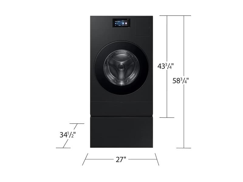 Bespoke AI Vented Laundry Combo™ All-in-One 5.3 cu. Ft. Ultra Capacity Washer with Super Speed and Vented Electric Dryer – Brushed Black view 5