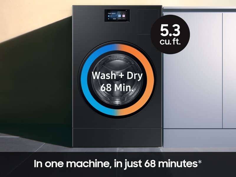 Bespoke AI Vented Laundry Combo™ All-in-One 5.3 cu. Ft. Ultra Capacity Washer with Super Speed and Vented Electric Dryer – Brushed Black view 6