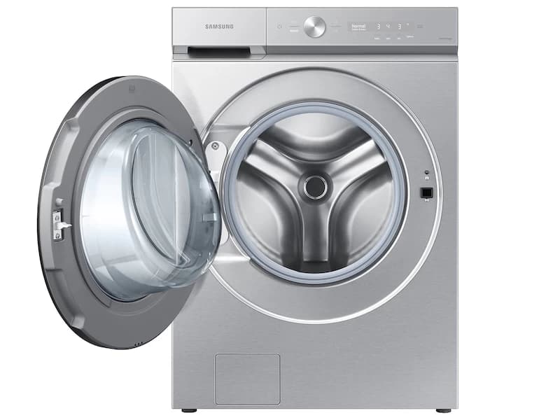 Bespoke 5.3 cu. ft. Ultra Capacity Front Load Washer with Super Speed Wash and AI Smart Dial in Silver Steel view 3