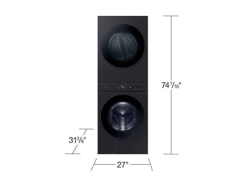 Bespoke 4.6 cu. ft. AI Laundry Hub™ Large Capacity Single Unit Washer with Flex Auto Dispense System and 7.6 cu. ft. Electric Dryer in Brushed Black view 2