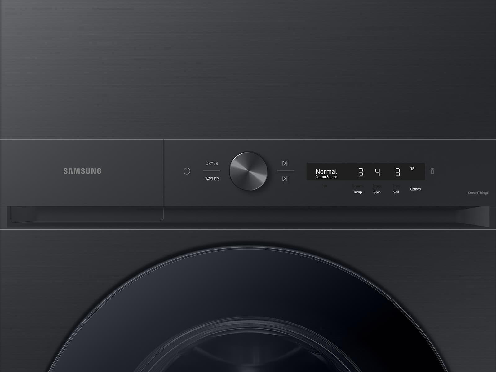 Bespoke AI Laundry Hub™ 4.6 cu. ft. Large Capacity Single Unit Washer with Flex Auto Dispense System and 7.6 cu. ft. Gas Dryer in Brushed Black view 9
