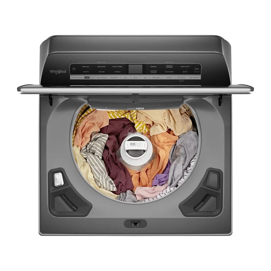 Whirlpool Smart Capable w/Load and Go High Efficiency 2-Piece Removable Agitator Extra Large (5.3-cu ft) Top-Load Washer (Chrome Shadow) view 2