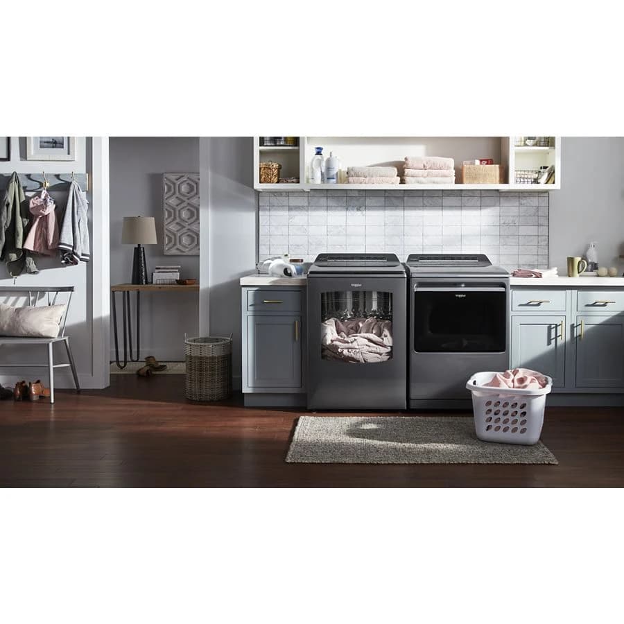 Whirlpool Smart Capable w/Load and Go High Efficiency 2-Piece Removable Agitator Extra Large (5.3-cu ft) Top-Load Washer (Chrome Shadow) view 3
