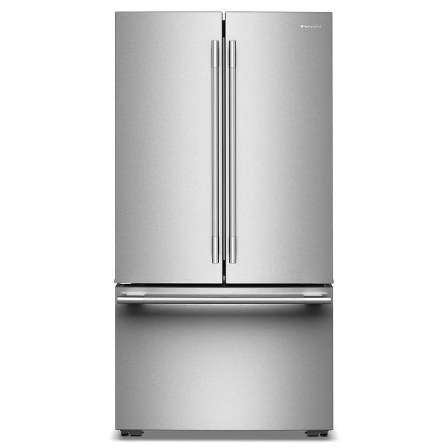 KitchenAid Counter-Depth with Internal Water Dispenser 24.3-cu ft 36-in Wide French Door Refrigerator with Ice Maker (PrintShield Stainless)