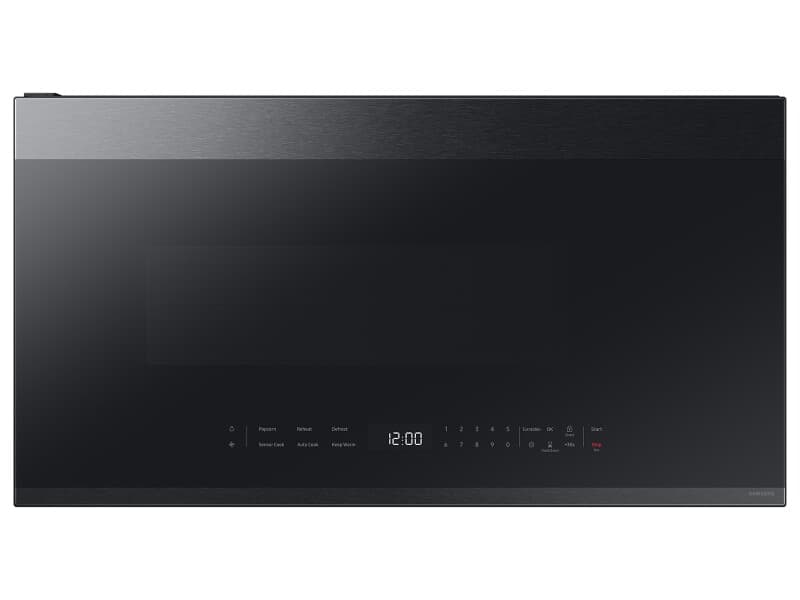 Bespoke Smart Over-the-Range Microwave 2.1 cu. ft. in Matte Black Steel with Edge to Edge Glass Dispay