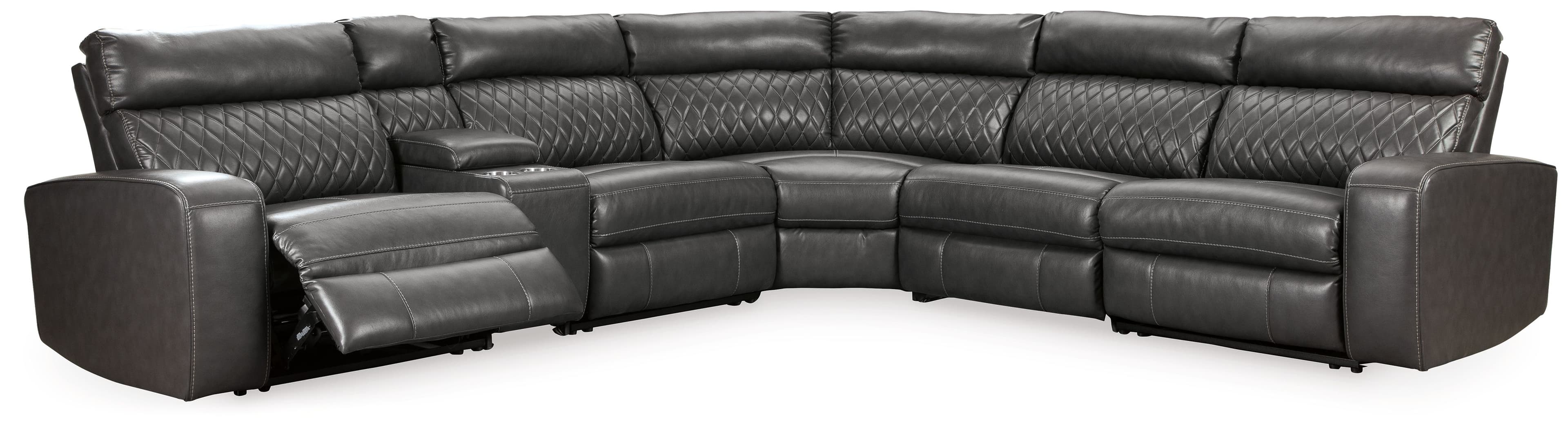 Samperstone - Zero Wall Recliners With Console 6 Pc Sectional - Gray