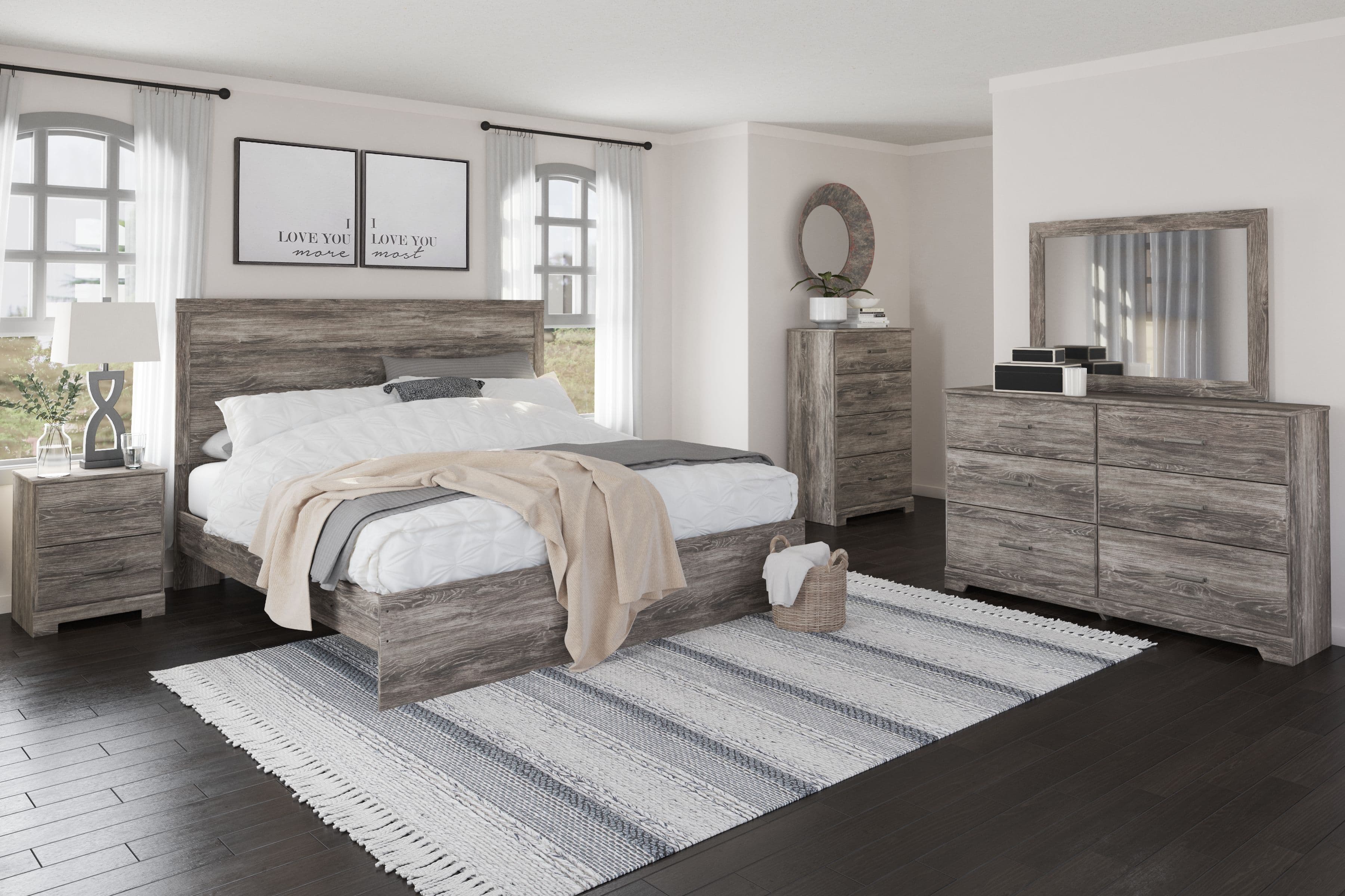 5 Pc. · Dresser, Mirror, Chest, King Panel Bed