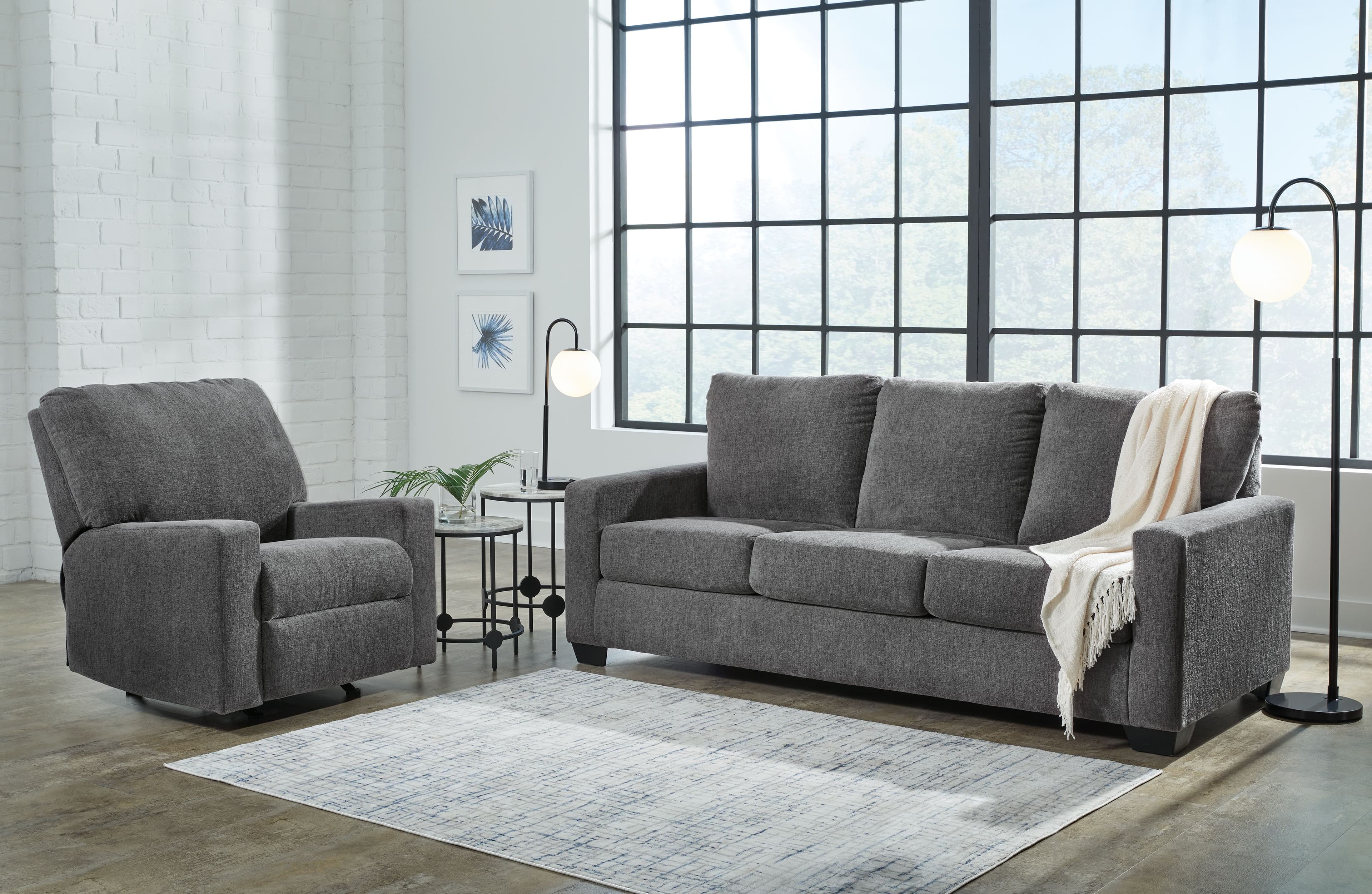 Queen Sofa Sleeper, Rocker Recliner · Pewter