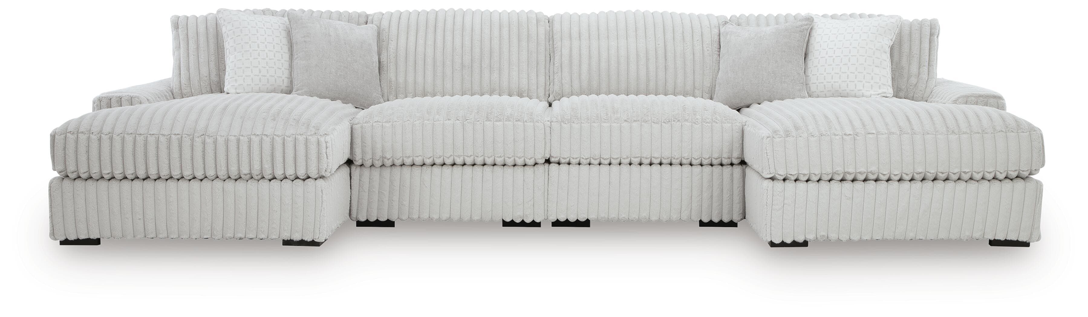 Stupendous - 4-Piece Sectional With Double Chaise - Alloy