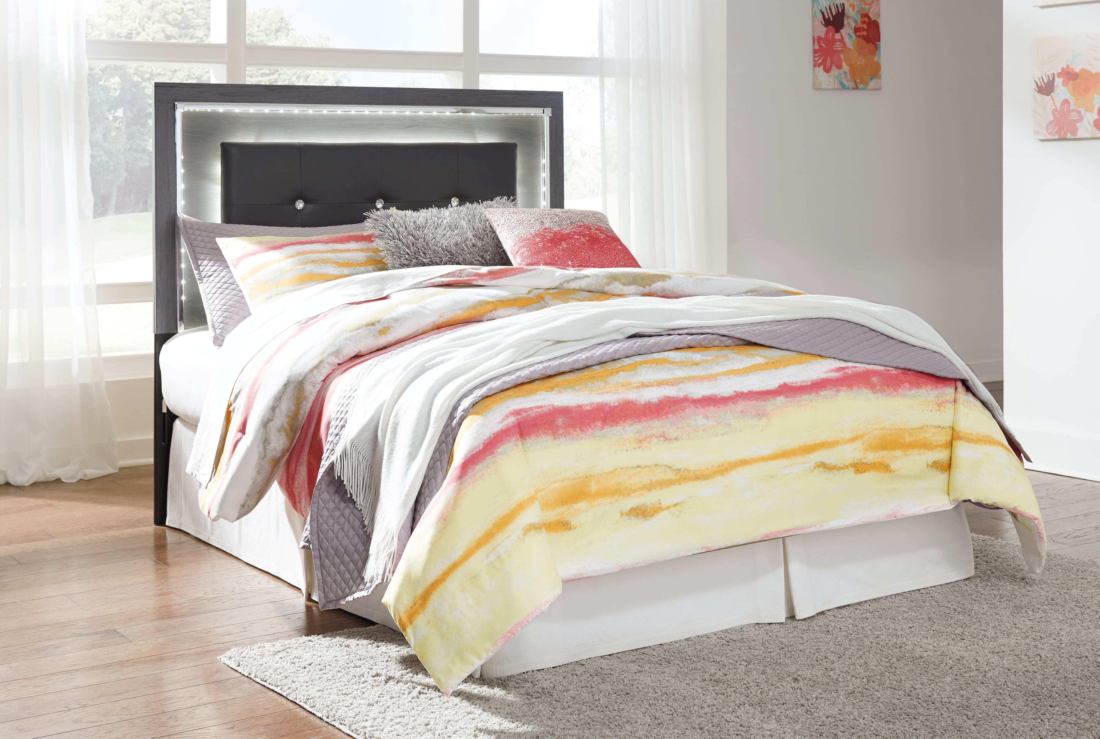 Full Upholstered Panel Headboard with Bolt on Bed Frame
