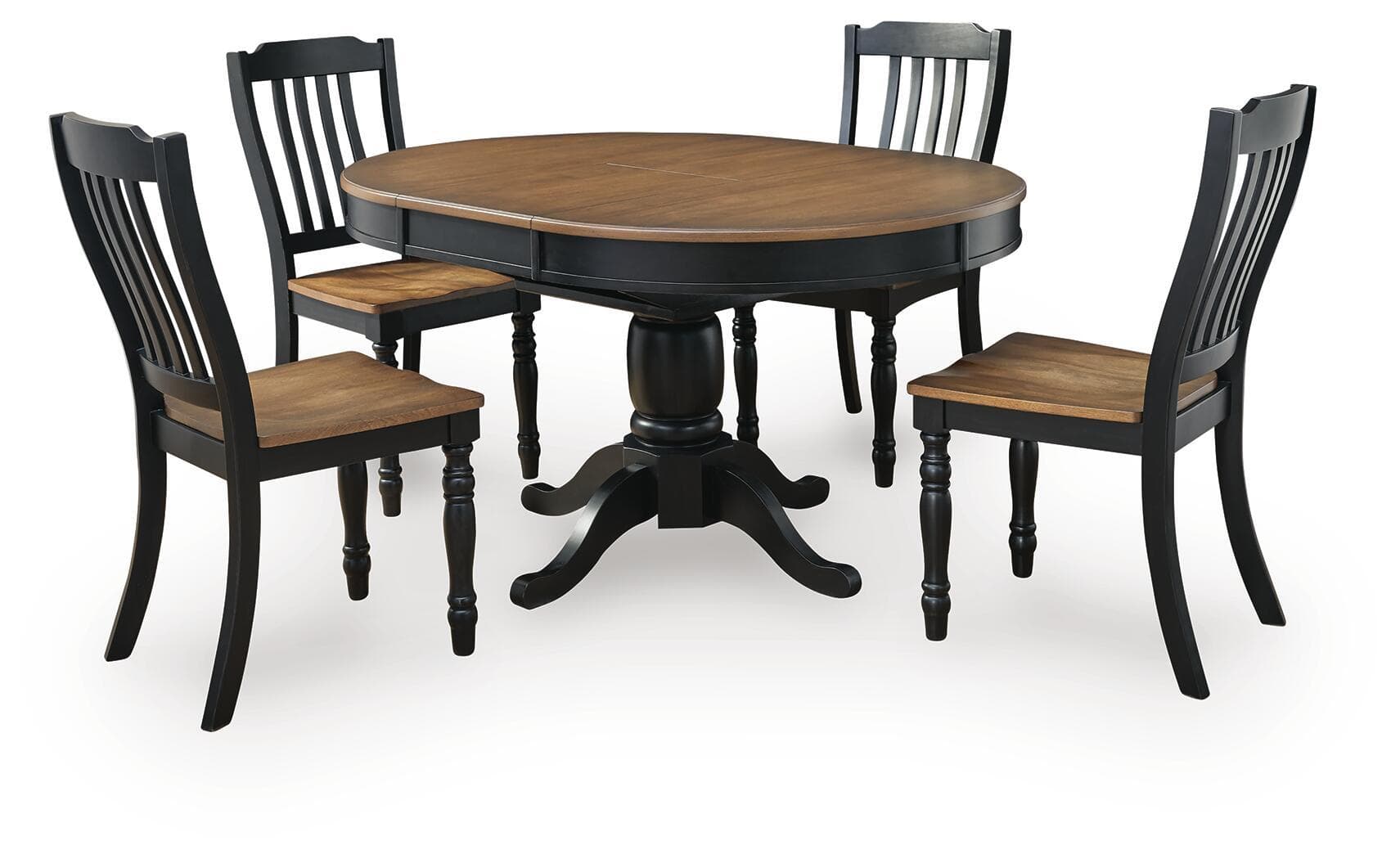 Clorazi - 5 Pc. - Extension Dining Table And 4 Chairs - Black / Brown