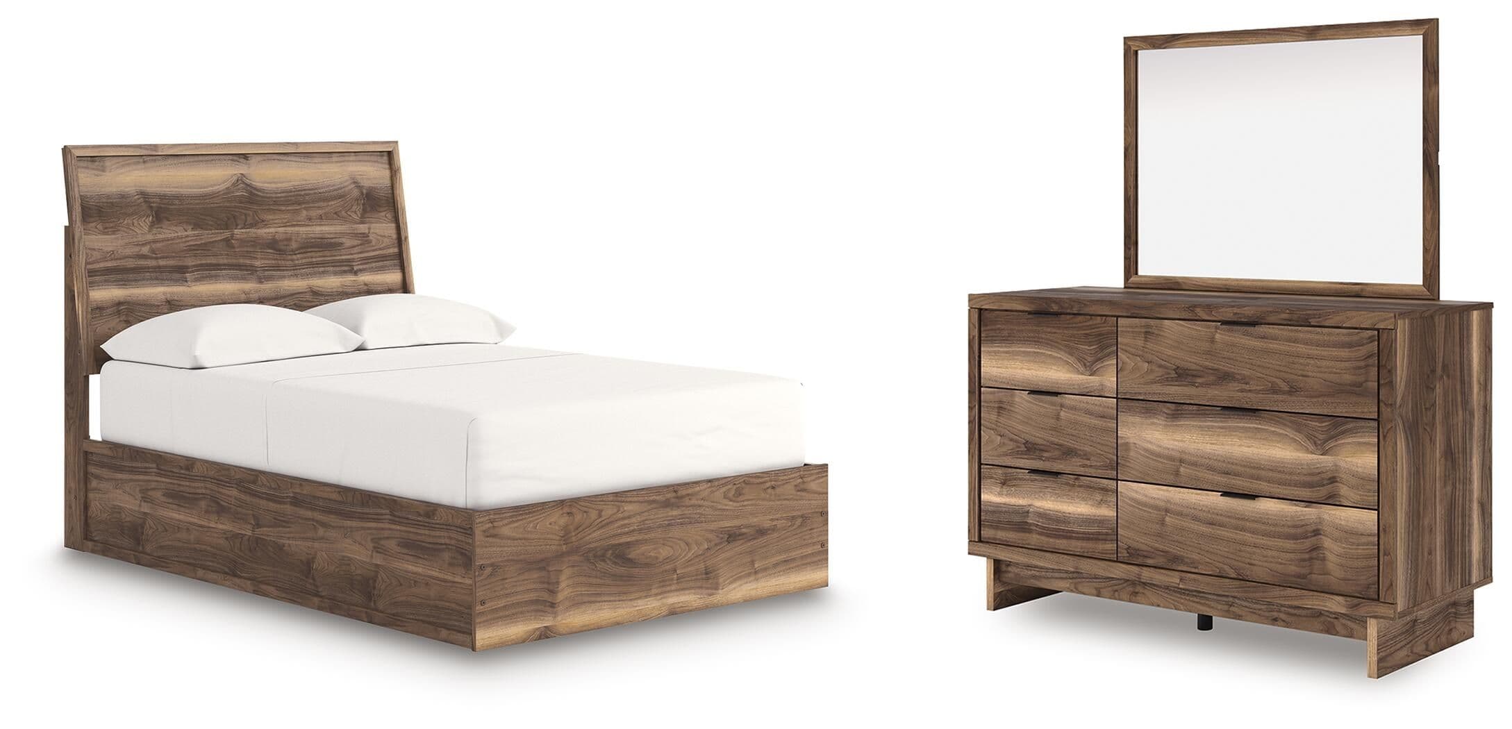 Chirason - 3 Pc. - Full Panel Platform Bed, Dresser And Mirror - Brown