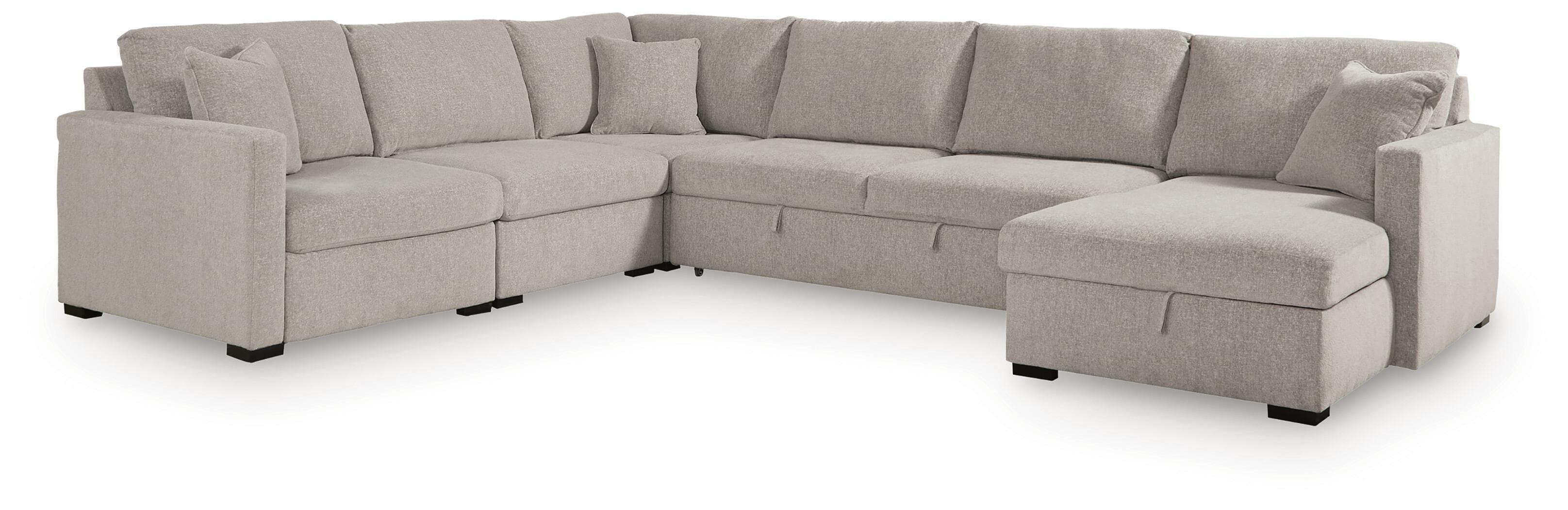 5-Piece Sectional With RAF Corner Chaise With Storage And Pop Up Sleeper