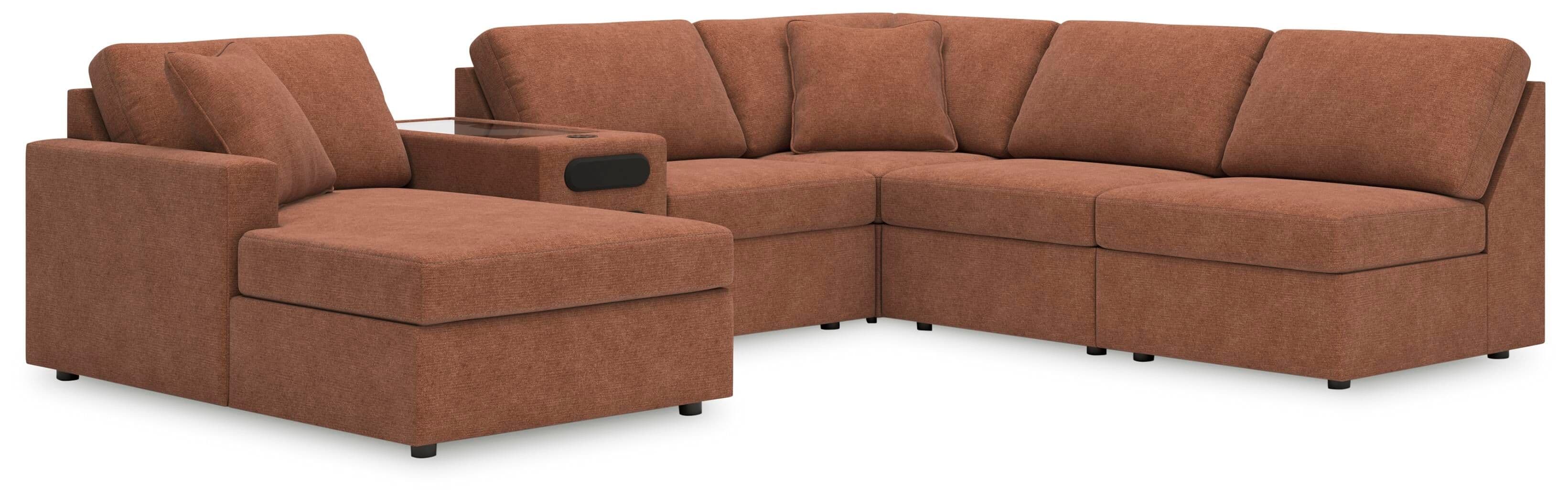 6-Piece Sectional With Laf Corner Chaise And Audio System Console
