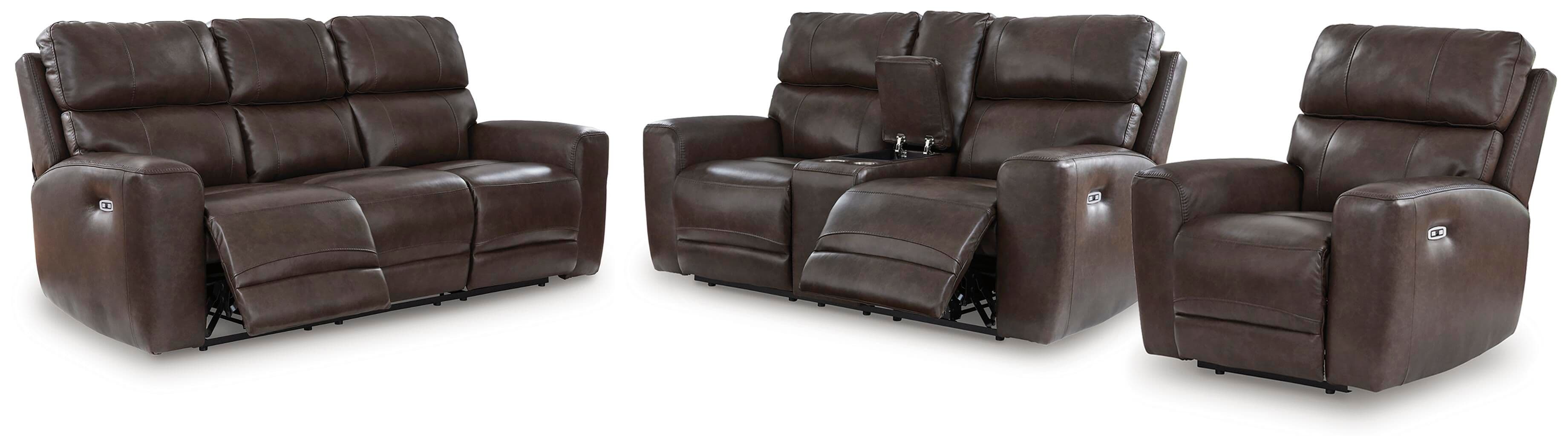 Crossplex - 3 Pc. - Power Reclining Sofa, Loveseat And Recliner - Smoke