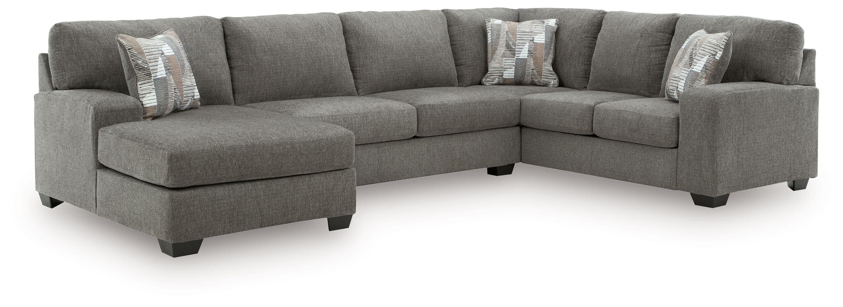 Clarington - 3-Piece Sleeper Sectional With LAF Chaise And RAF Sofa - Greystone