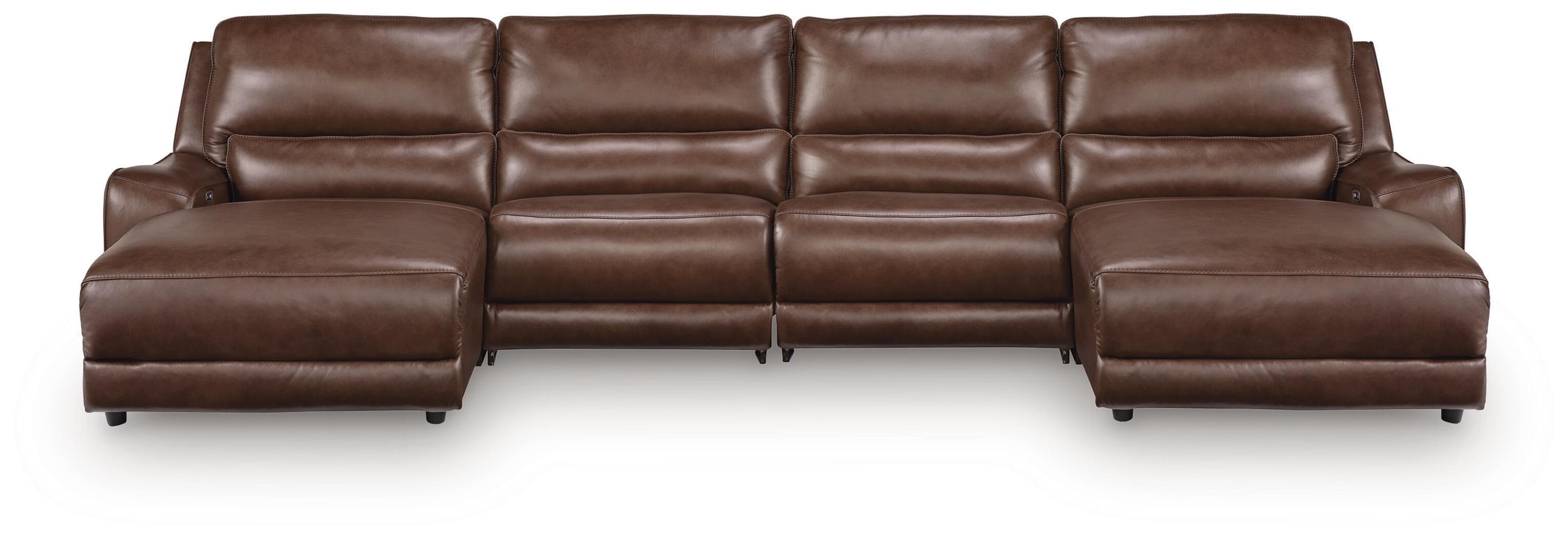DeepWakes - 4-Piece Power Reclining Sectional With Double Chaise And 2 Armless Chairs - Canyon