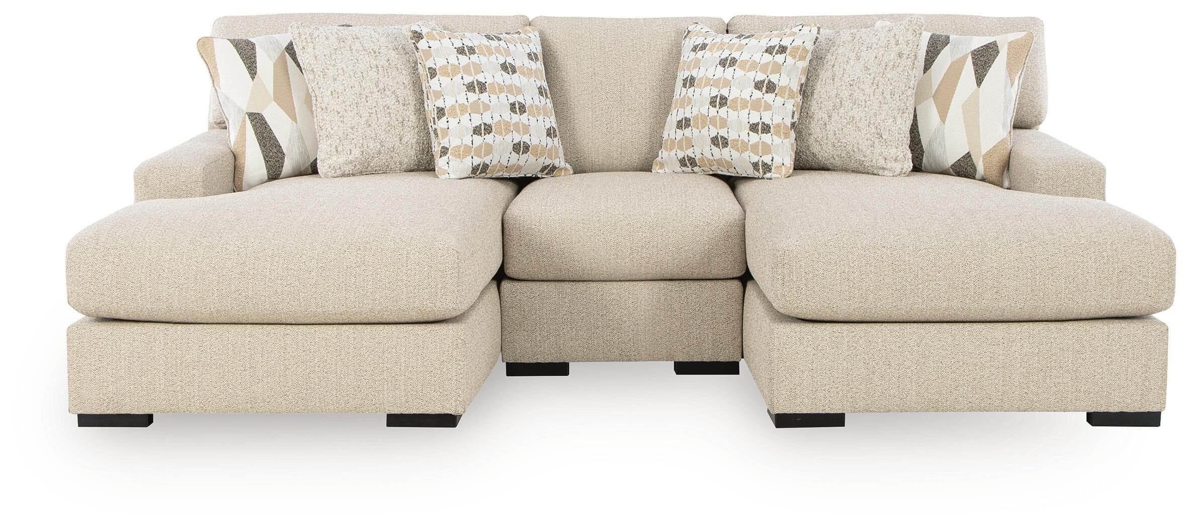 LaureLGrove - 3-Piece Double Chaise Sectional With Armless Chair - Pebble