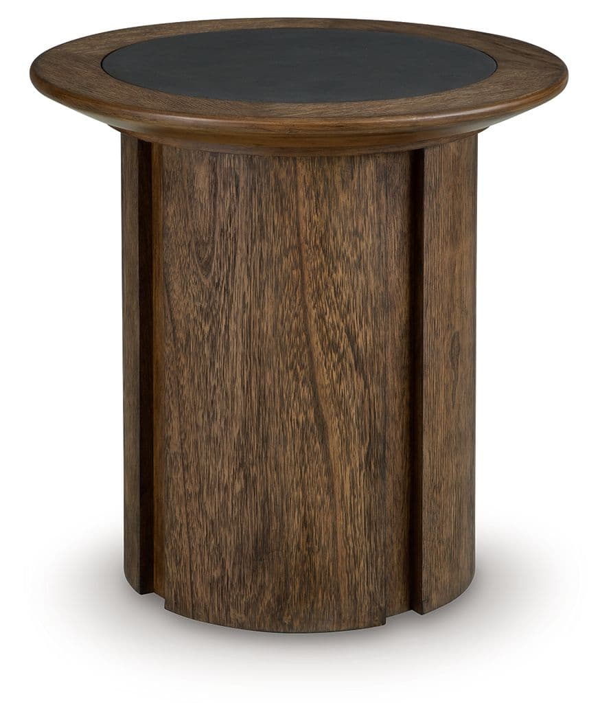 Dontayne - Round End Table - Warm Brown