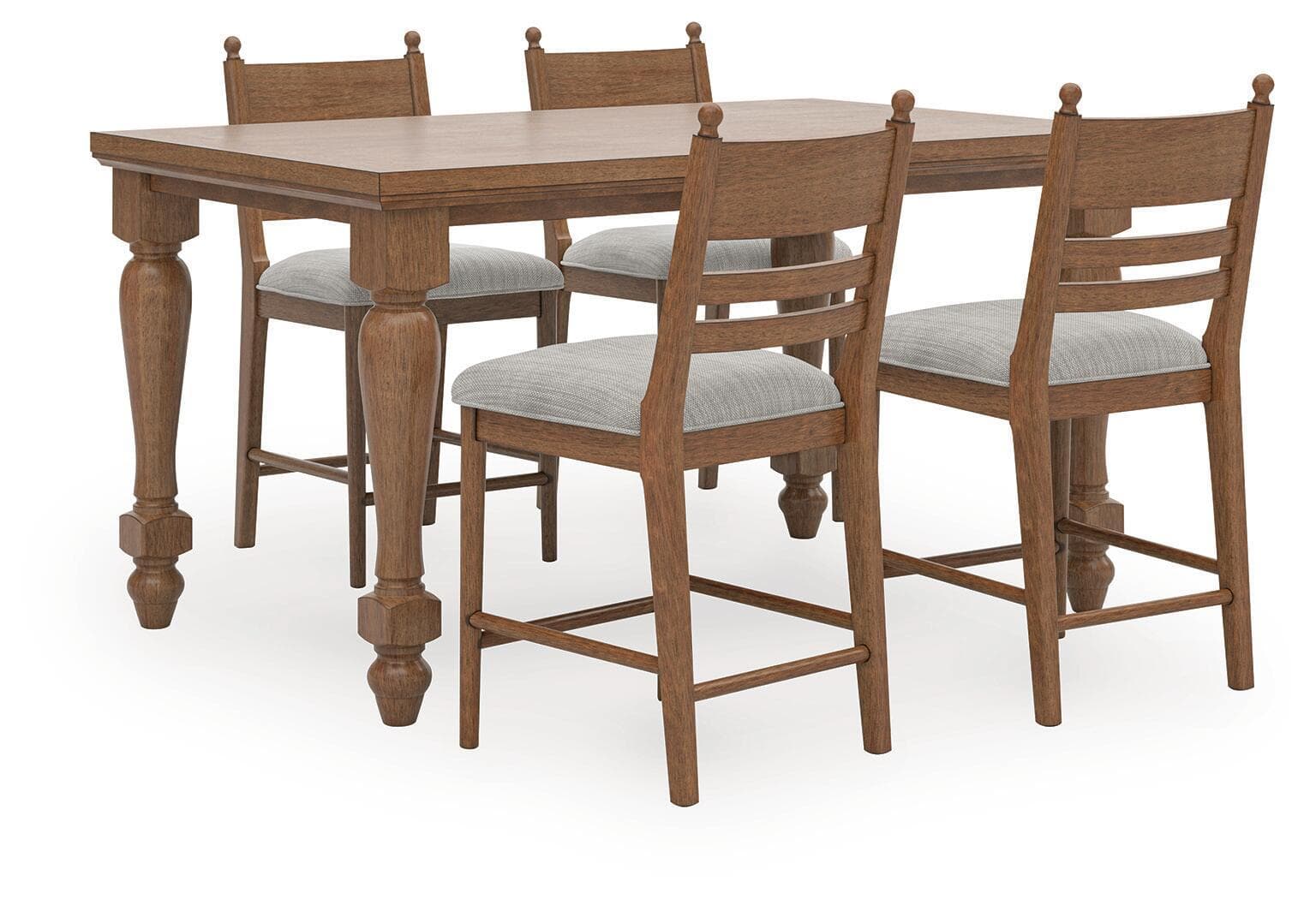 Greddinton - 5 Pc. - Counter Height Dining Table And 4 Upholstered Barstools - Brown