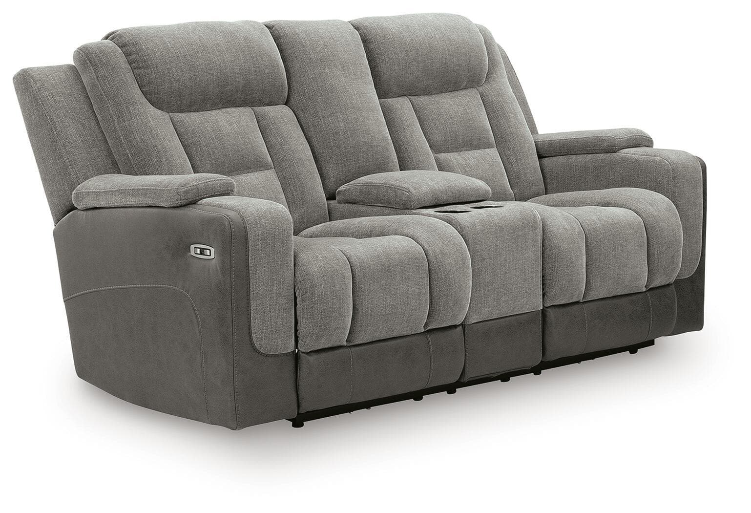 Mixed Motion - Power Reclining Loveseat With Console / Adjustable Headrest - Shadow