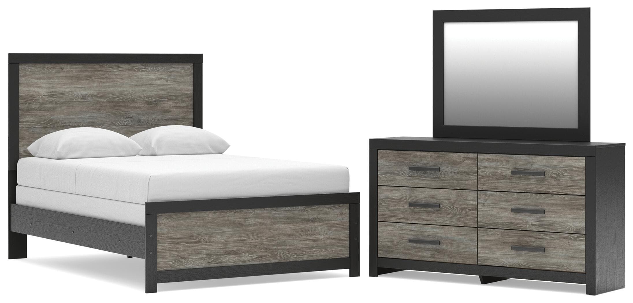 Broachmyn - 3 Pc. - Full Panel Bed, Dresser And Mirror - Black