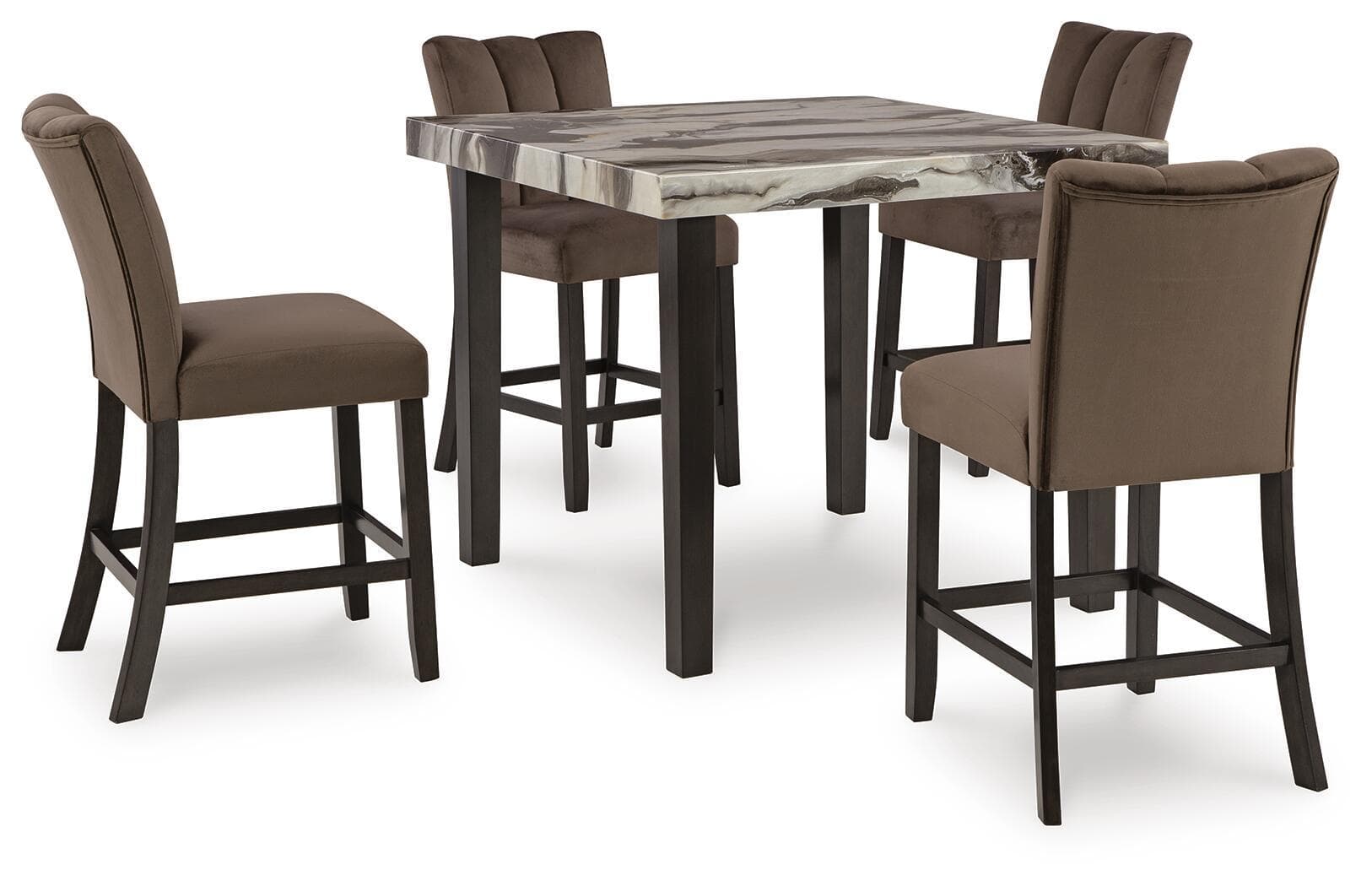 Jeshina - 5 Pc. - Counter Height Dining Table And 4 Barstools - Dark Brown