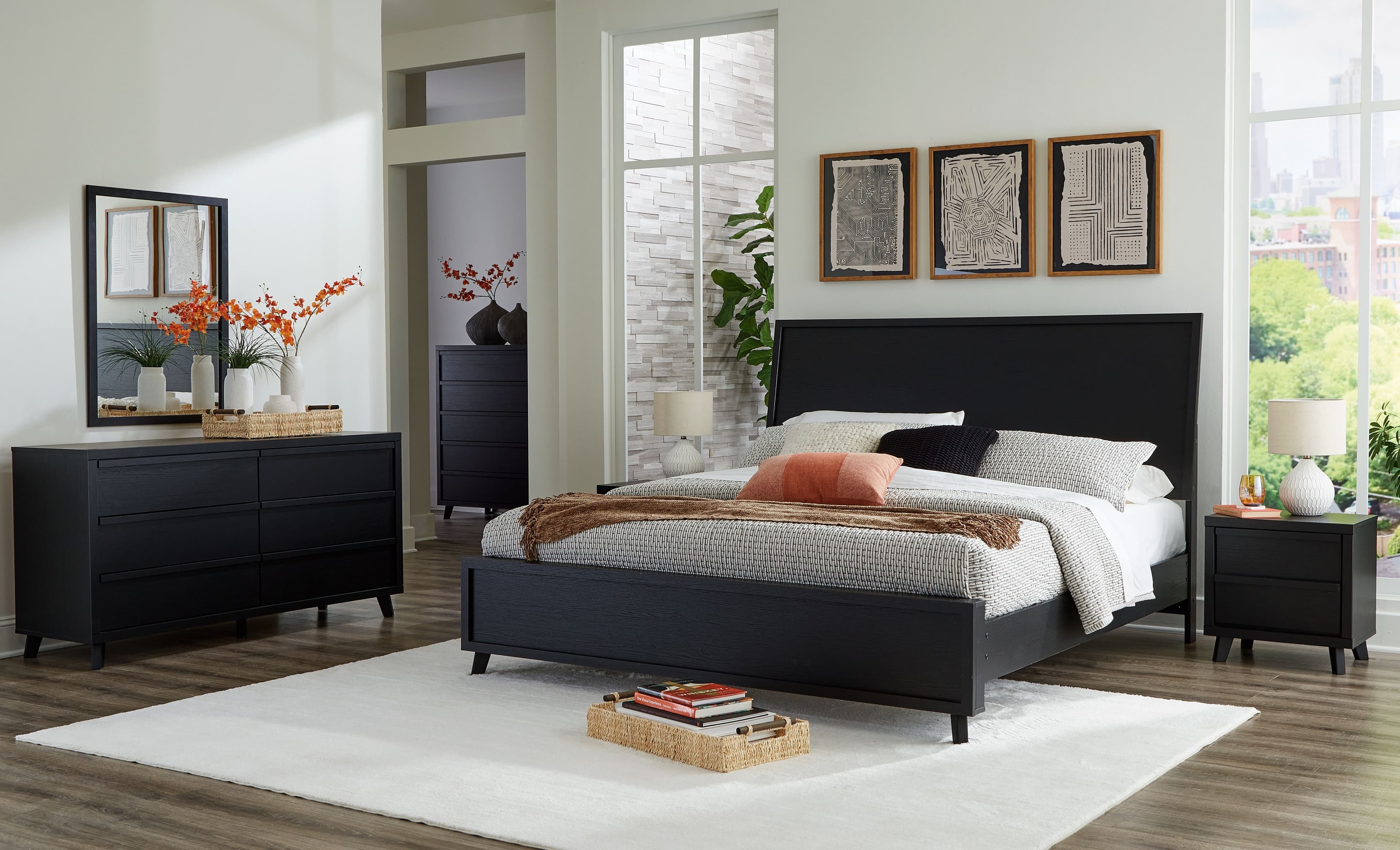 7 Pc. · Dresser, Mirror, Chest, King Panel Bed