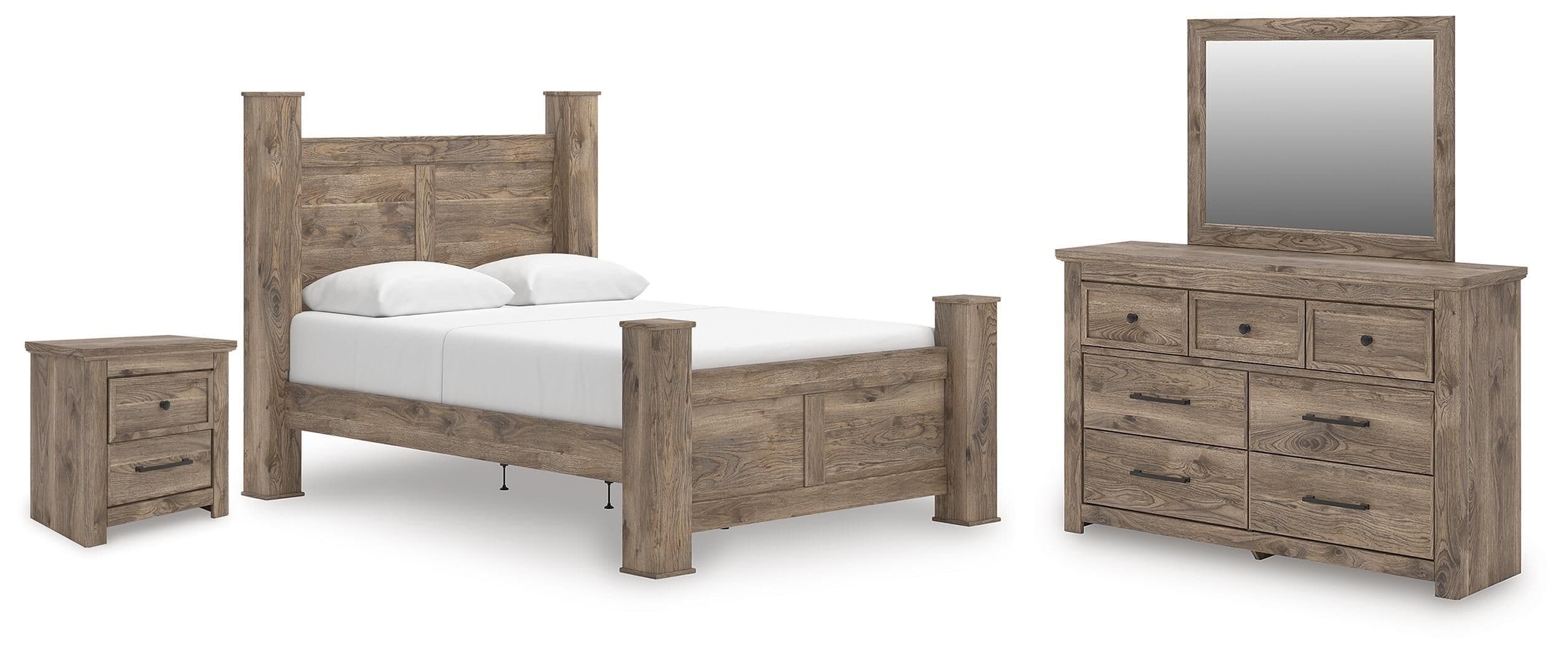 Rusticott - 4 Pc. - Queen Poster Bed, Dresser, Mirror And Nightstand - Brown
