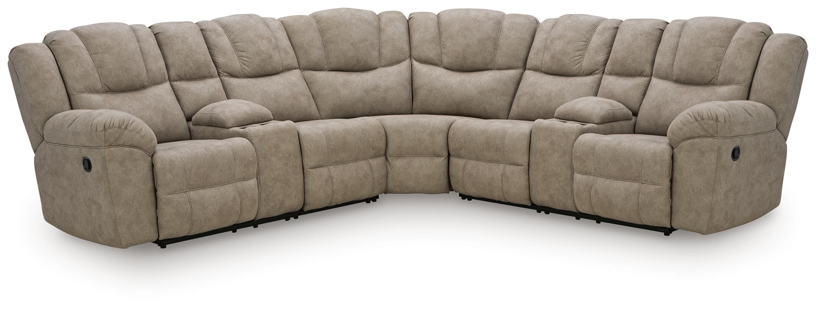 Pearce-Pike - 3-Piece Reclining Sectional With Double Console - Birch