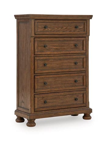 Zackaryn - Five Drawer Chest - Warm Brown