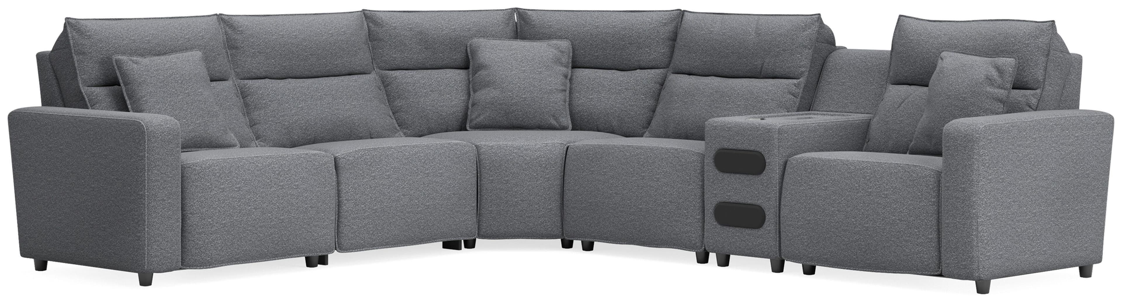 6-Piece Power Reclining Sectional With Audio Console · Salt And Pepper
