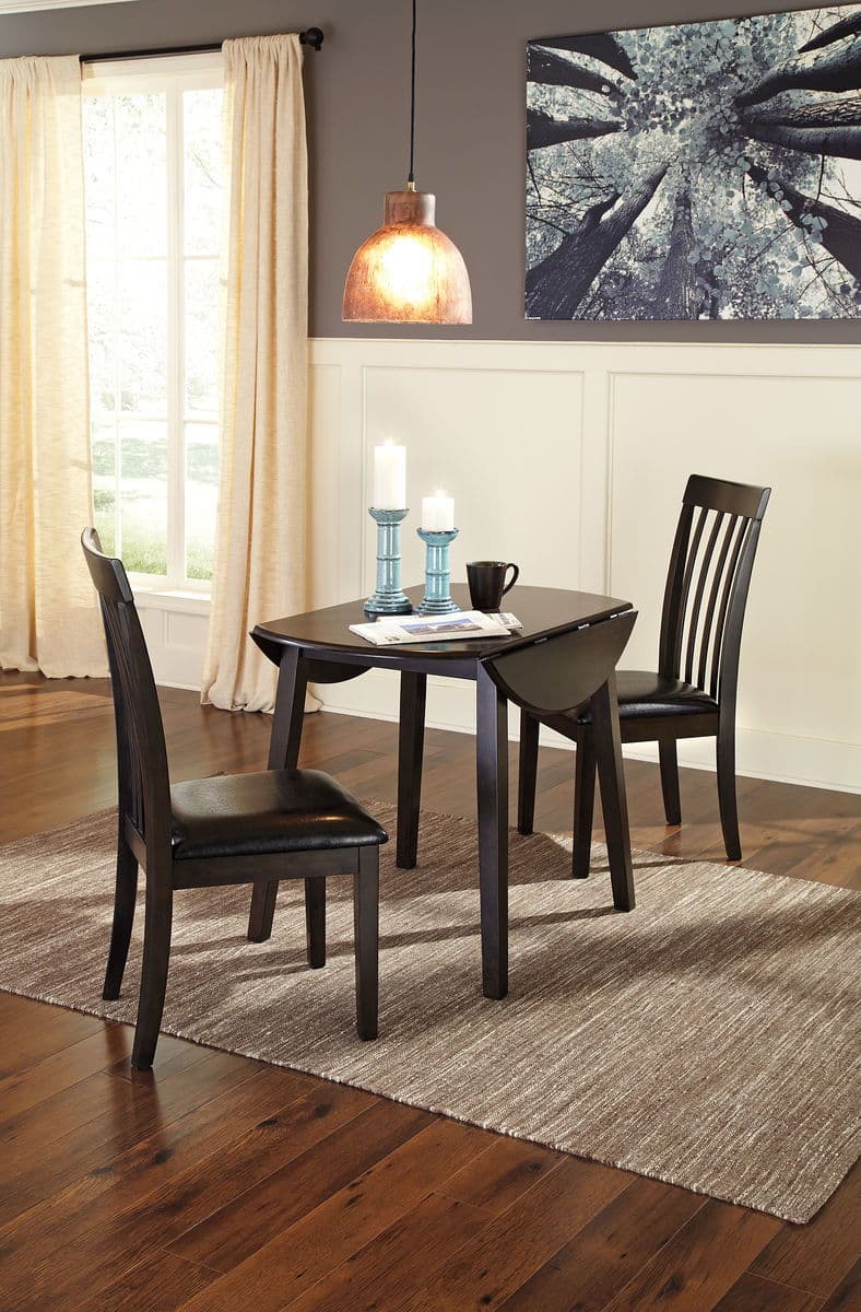 Hammis - 3 Pc. - Drop Leaf Table, 2 Upholstered Side Chairs - Dark Brown