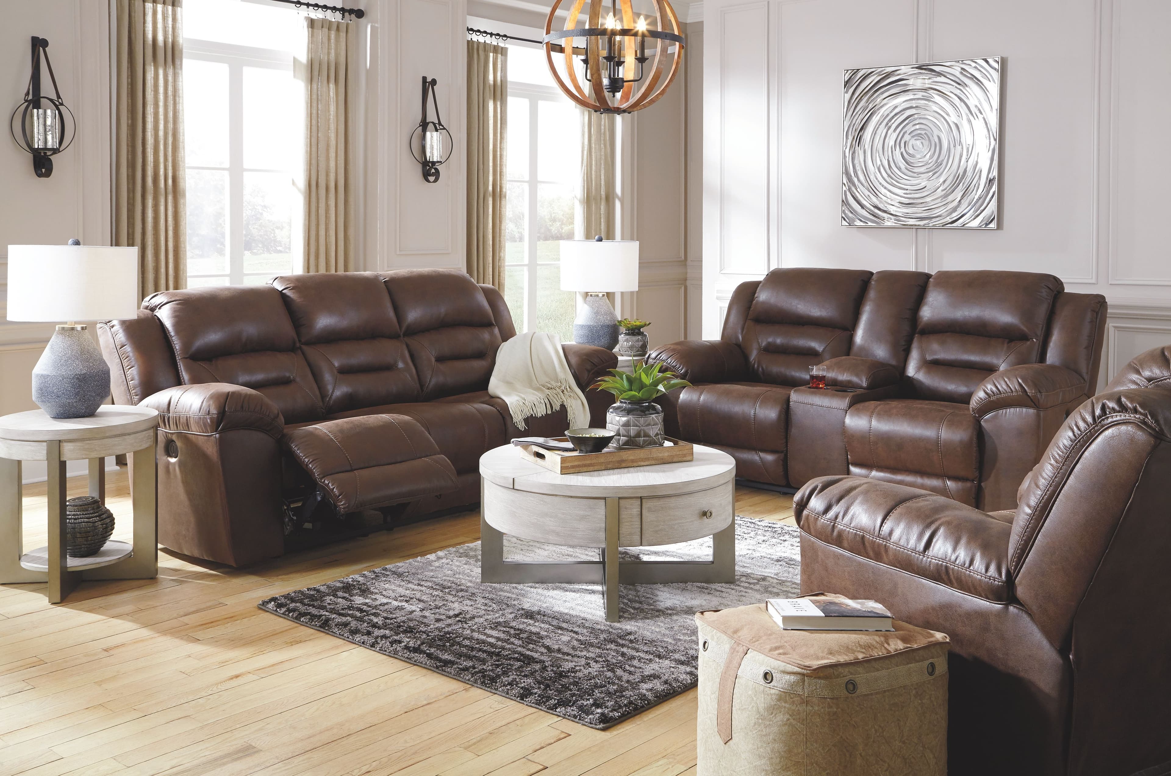 3 Pc. · Reclining Sofa, Loveseat, Rocker Recliner · Chocolate