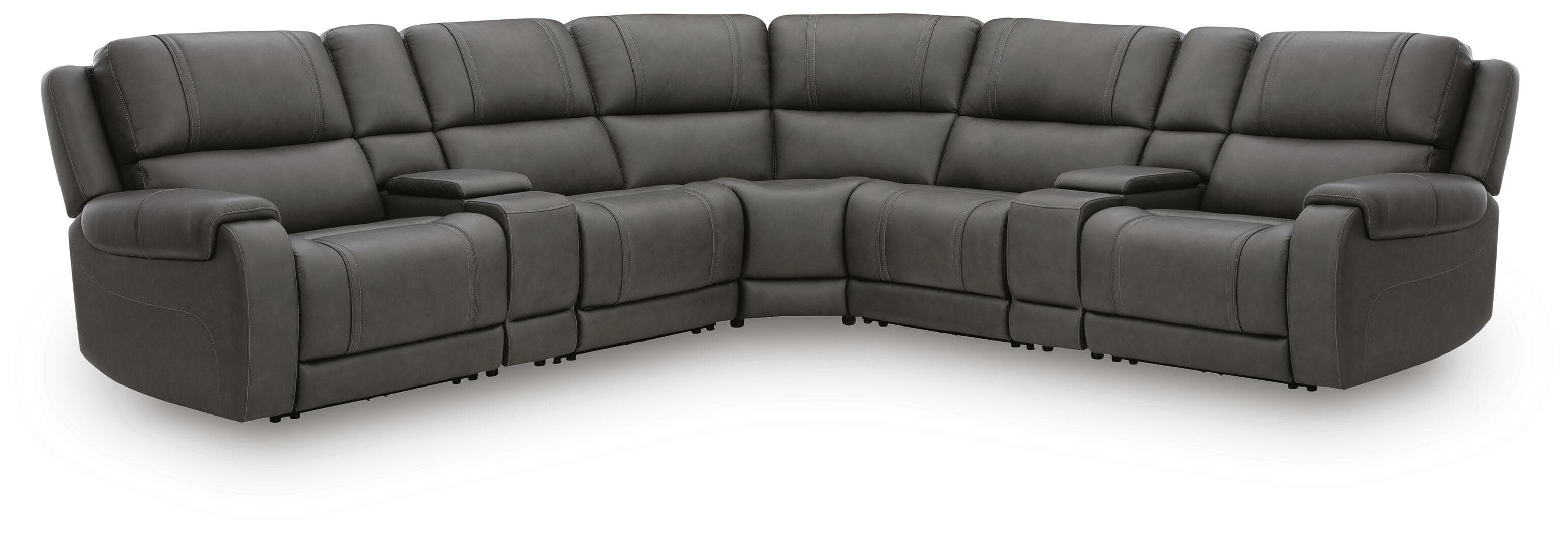7-Piece Power Reclining Sectional With Power Armless Recliner And 2 Storage Consoles