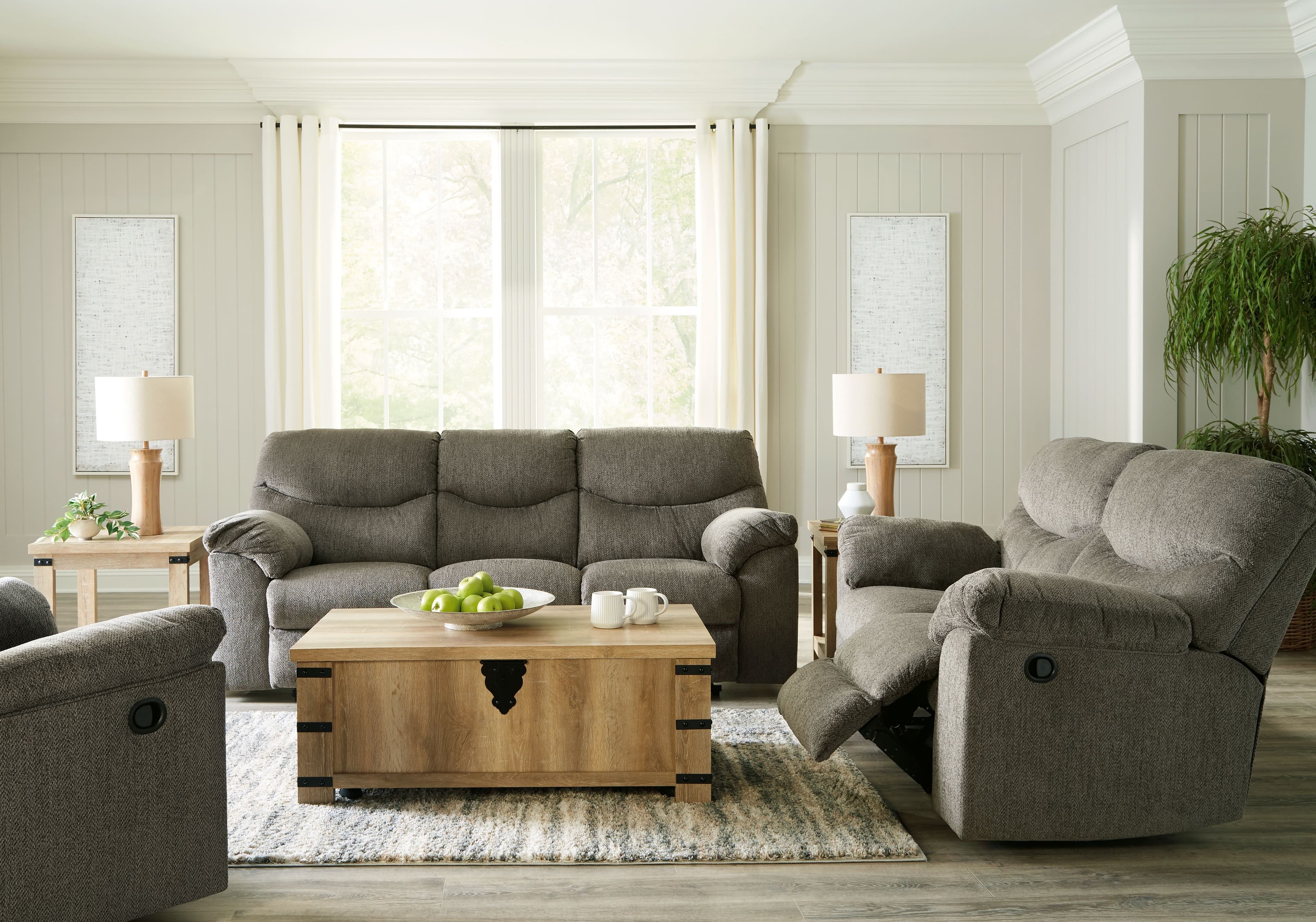 3 Pc. · Reclining Sofa, Loveseat, Rocker Recliner · Putty