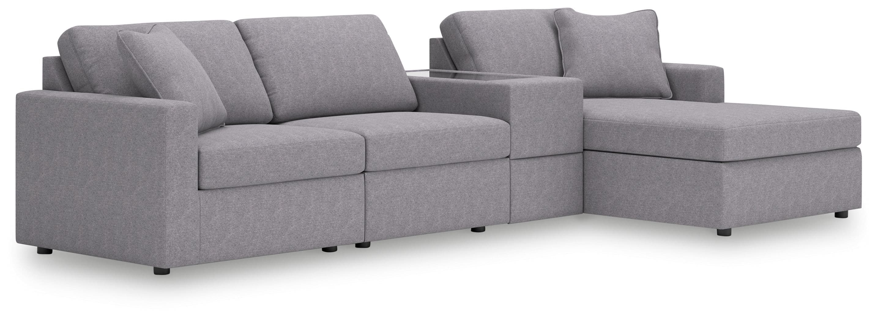 4-Piece Sectional With Raf Corner Chaise And Storage Console